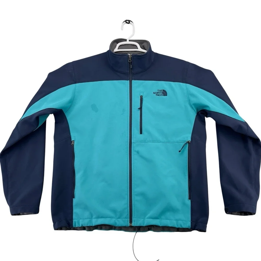 The North Face Apex Bionic Soft Shell Jacket Men's Large Blue Teal Full Zip Outd
